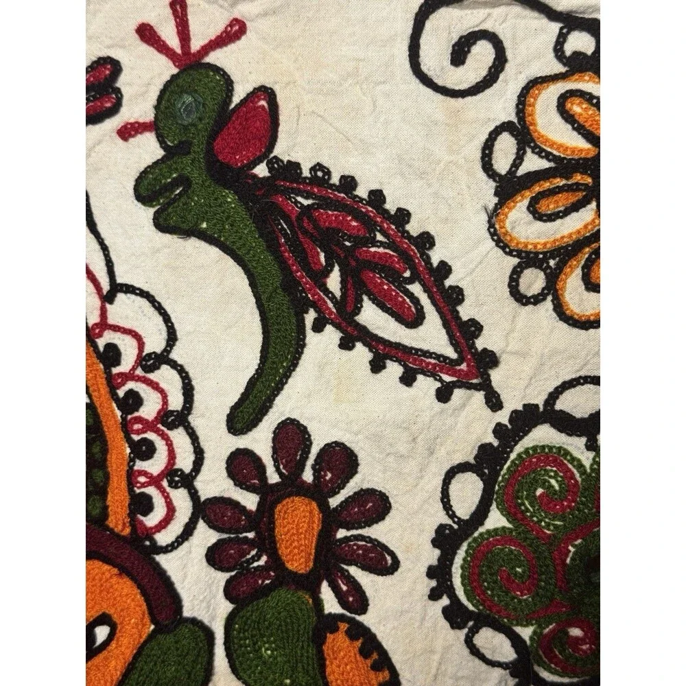 Vintage Embroidered Lord Ganesha Wall Hanging / Tapestry - 27” X 28”
